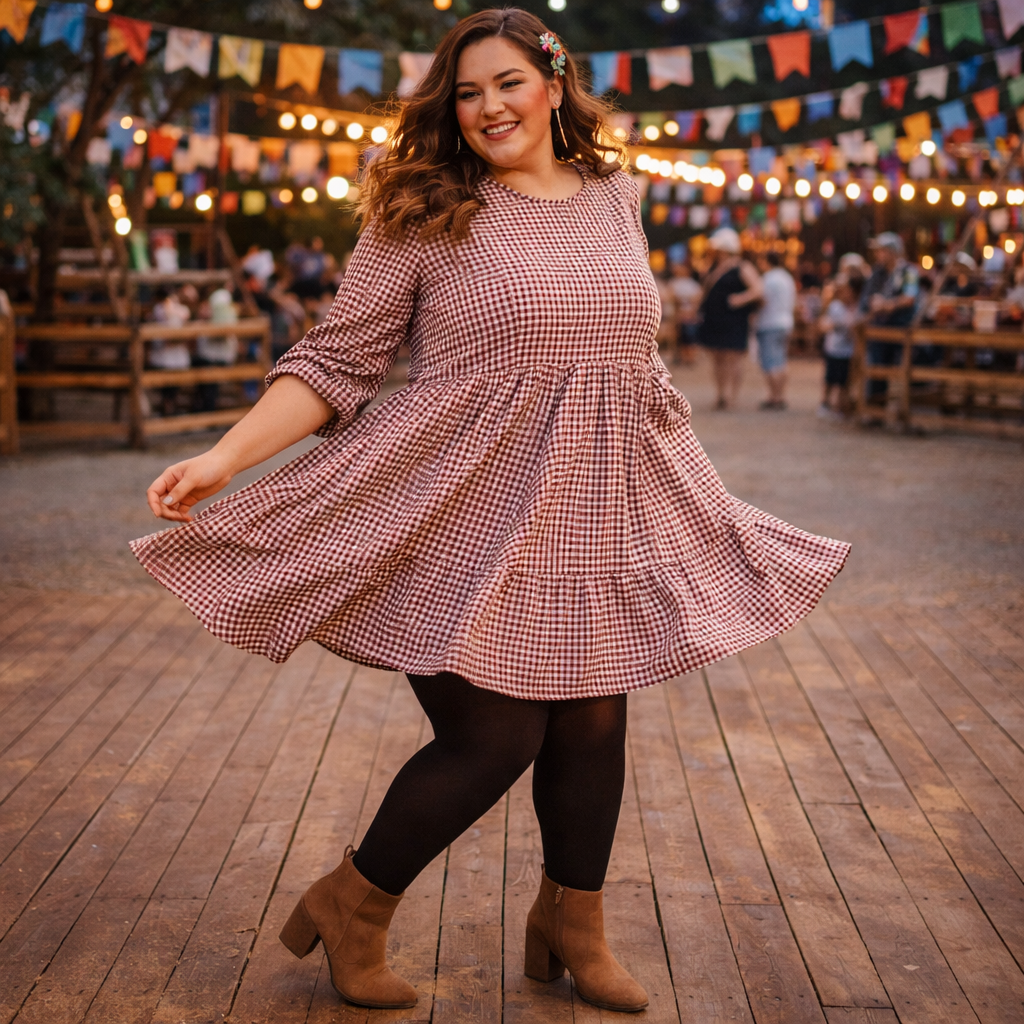 Modelo Plus Size em Dança alegre no São João