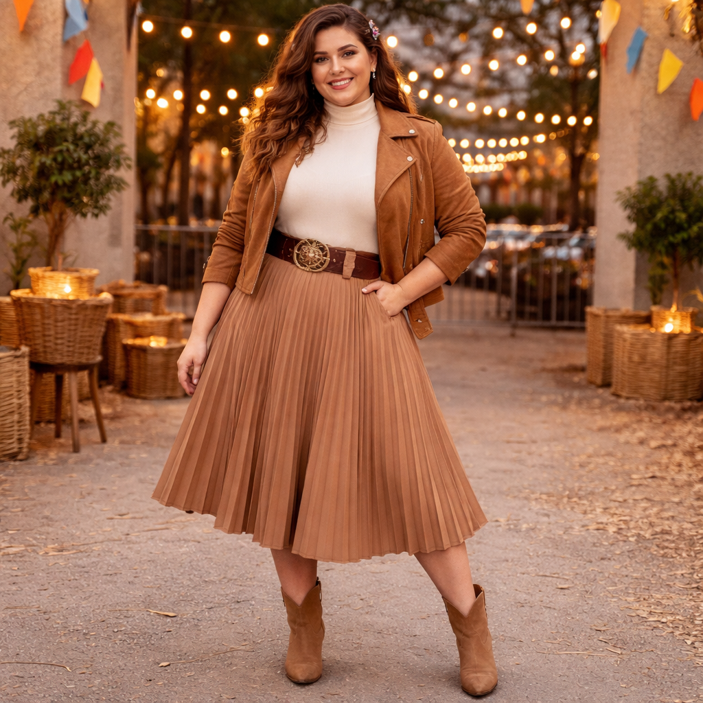 Modelo Plus Size Com Look Moderno em Festa de São João com Estilo